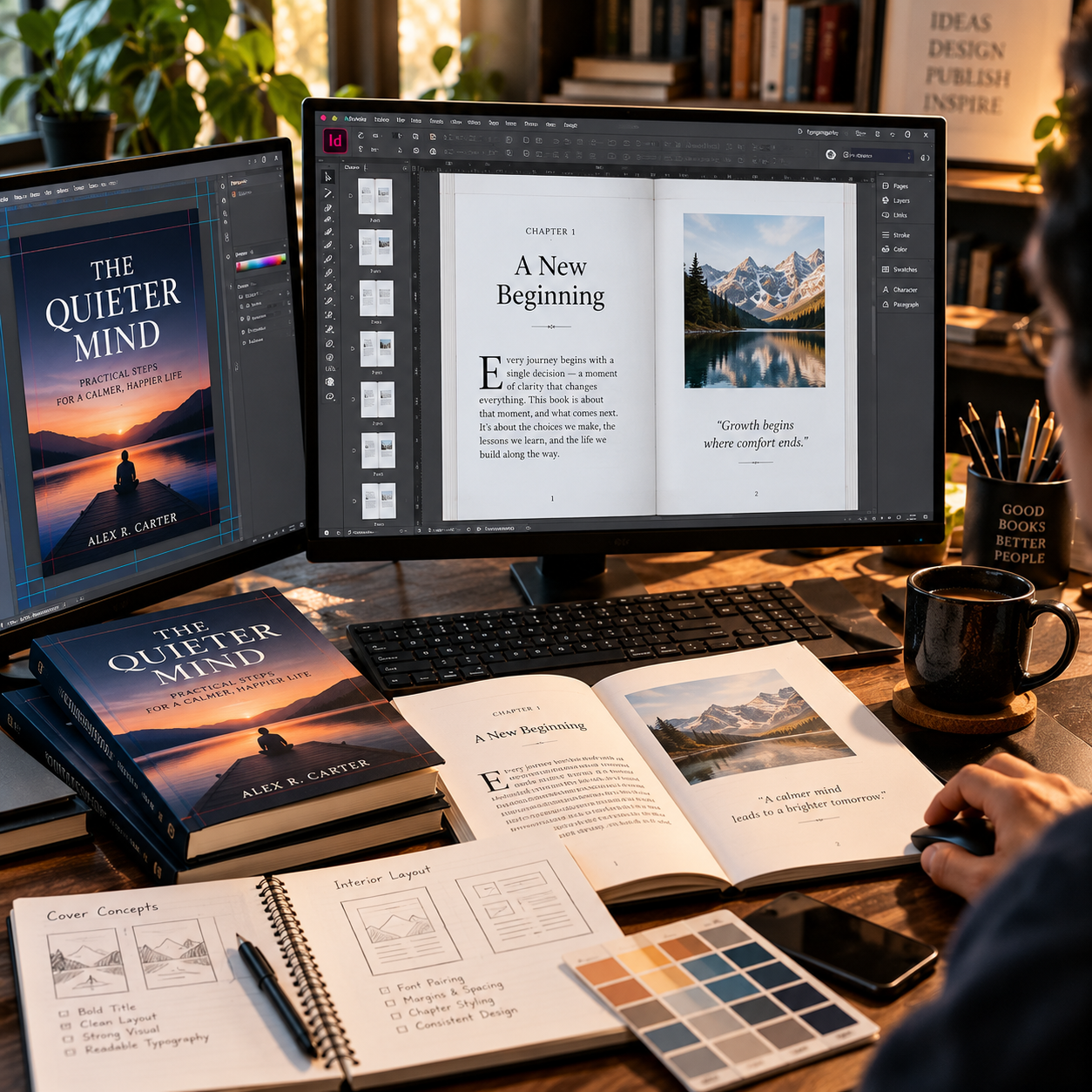 Book design and marketing workspace