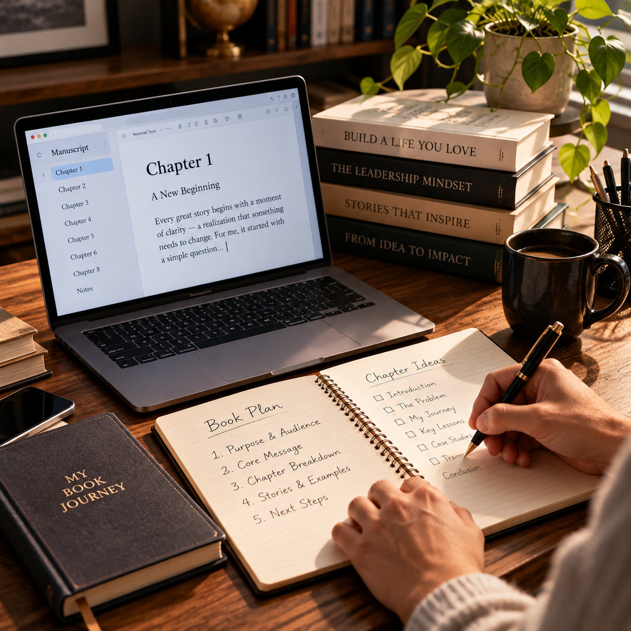 Crafting stories at a writing desk